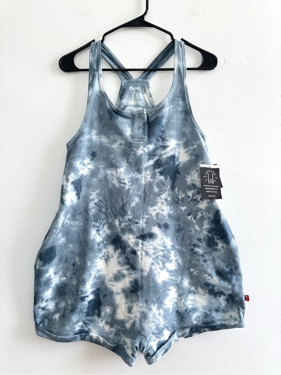 Rags to Raches Pants - RAGS Adult Shorts Romper in Blue/White Tie Dye Snapless One Piece Women XS NWT